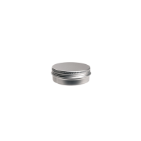 Aluminium blik rond met schroefdeksel en EPE liner (± 30 ml.)