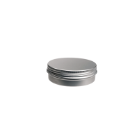 Boîte ronde en aluminium avec couvercle à vis et cache en EPE (± 100 ml)