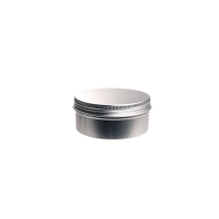 Boîte ronde en aluminium avec couvercle à vis et cache en EPE (± 150 ml)