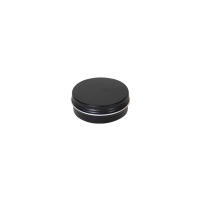 Boîte ronde en aluminium avec couvertcle à vis et cache en EPE (± 60 ml)